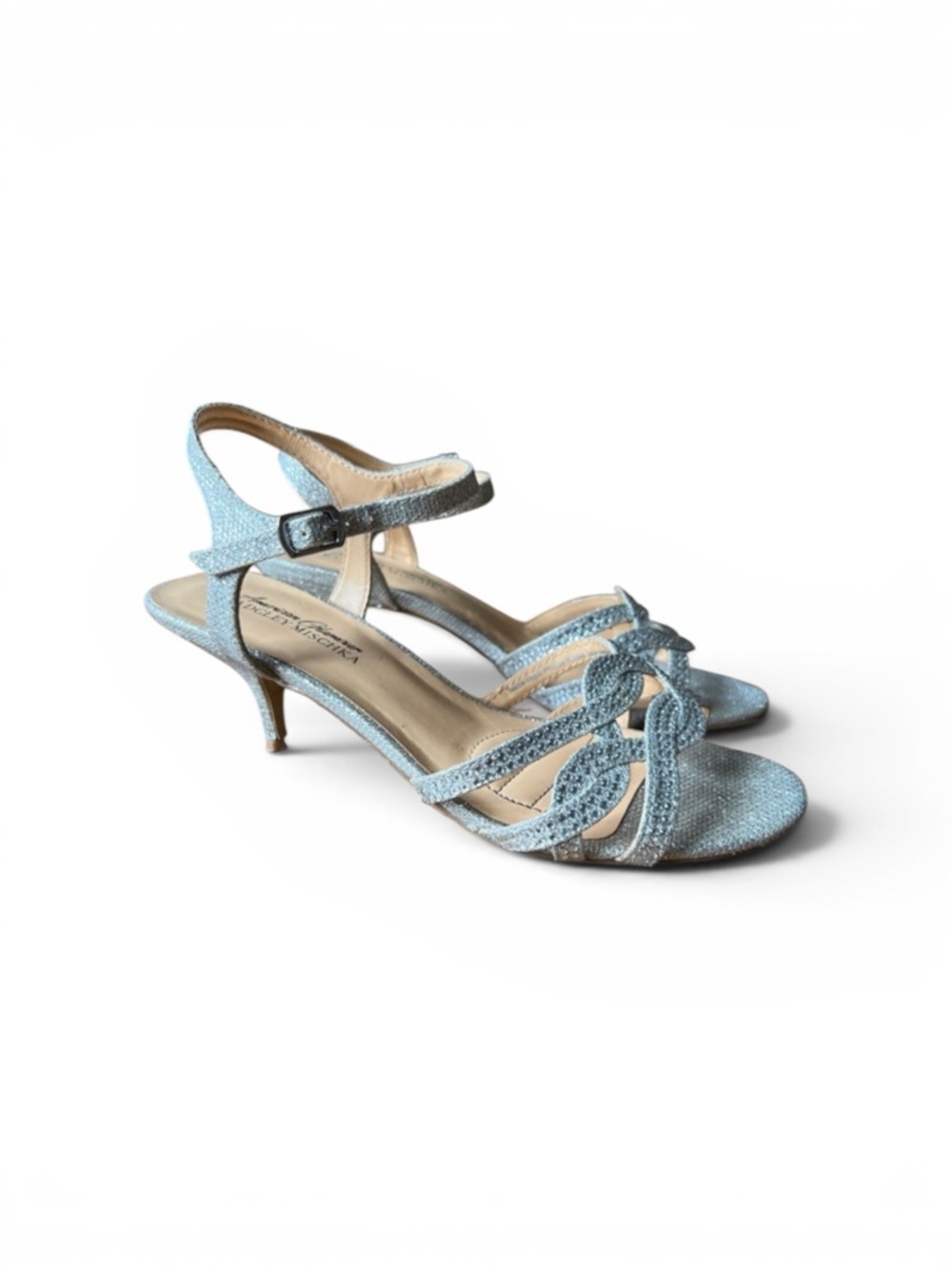 Badgley Mischka American Glamour Silver Shoes Sandals Sz 7 Wide